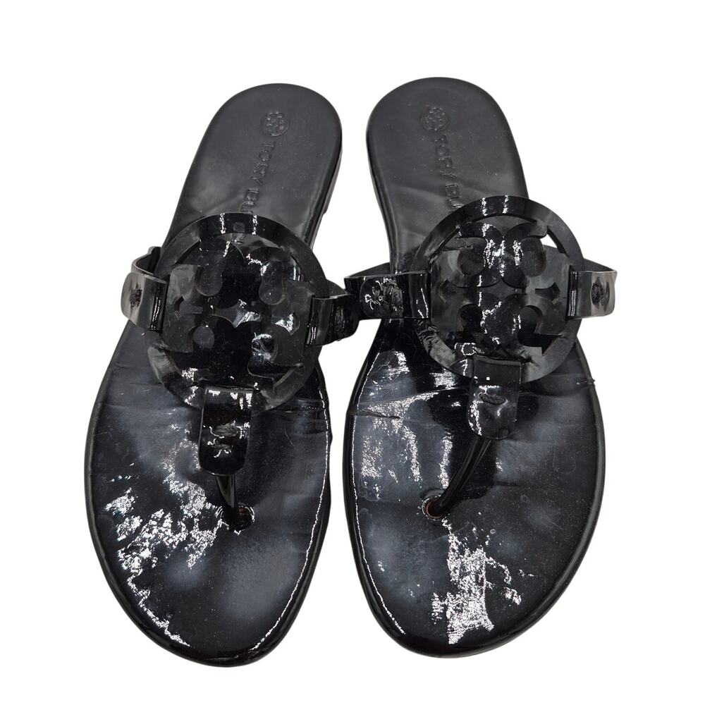 TORY BURCH MILLER SANDAL Black patent leather Women's size 7